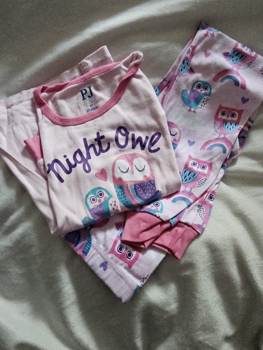 Children's Place Kids "Night Owl" Pink Owl Print Pajama Set NEW Sz 5T